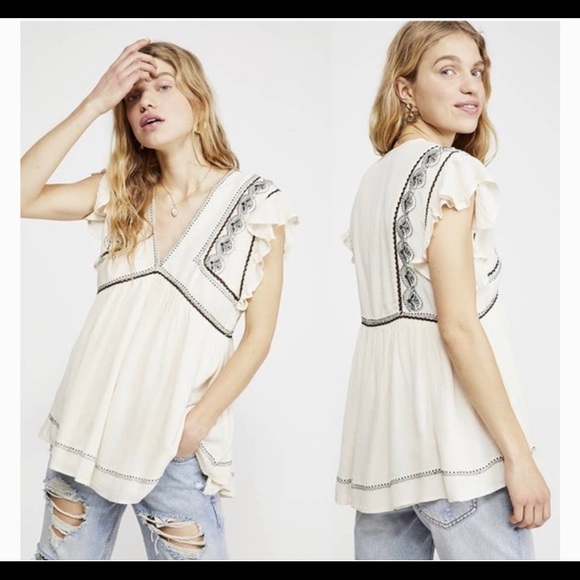 Free People Tops - Free people cream tunic blouse